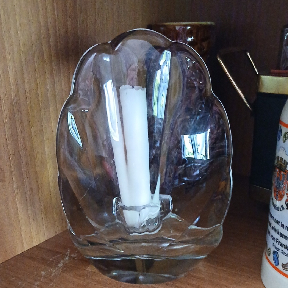 Seashell Glass Shaped Candle Holder Damaged